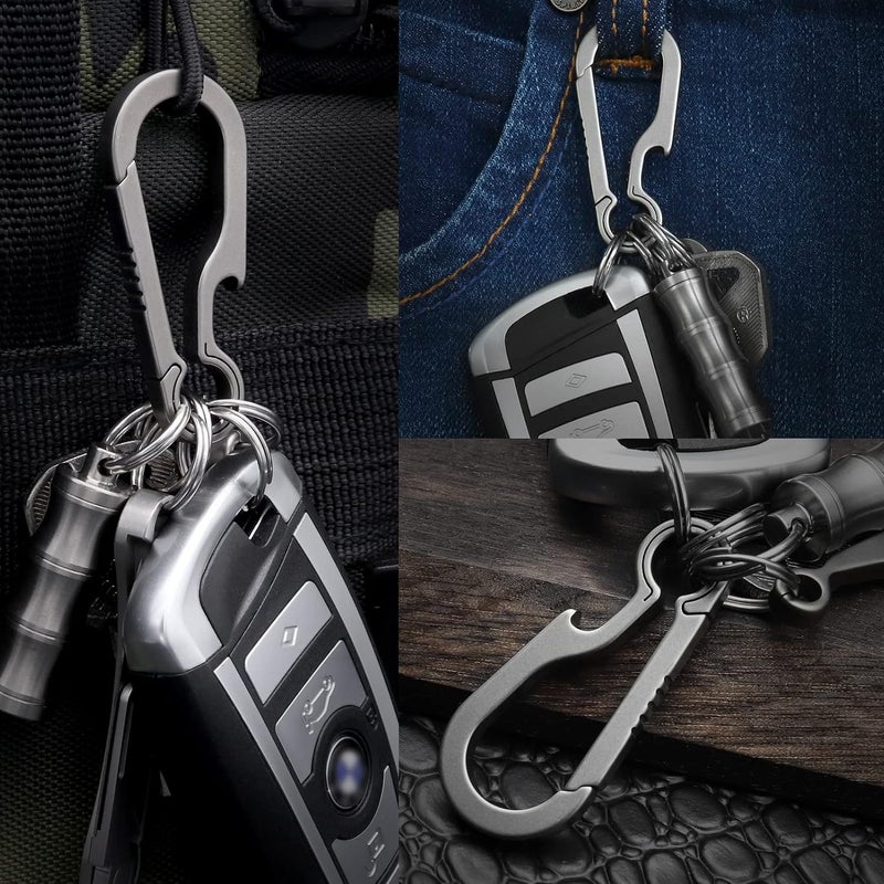 PJYTAC Titanium Carabiner Keychain Clip for Keys, Minimalist Heavy Duty Keychain Key Clip Holder EDC Quick Release Hooks - Image 2